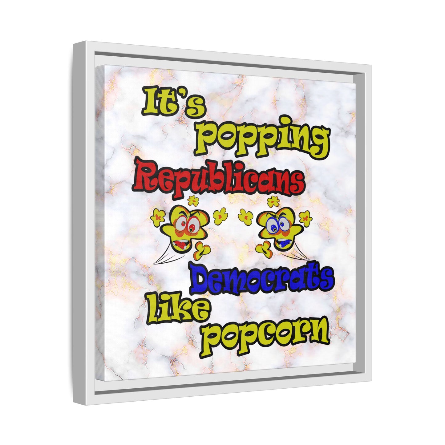popping like popcorn - framed canvas art (white marble)