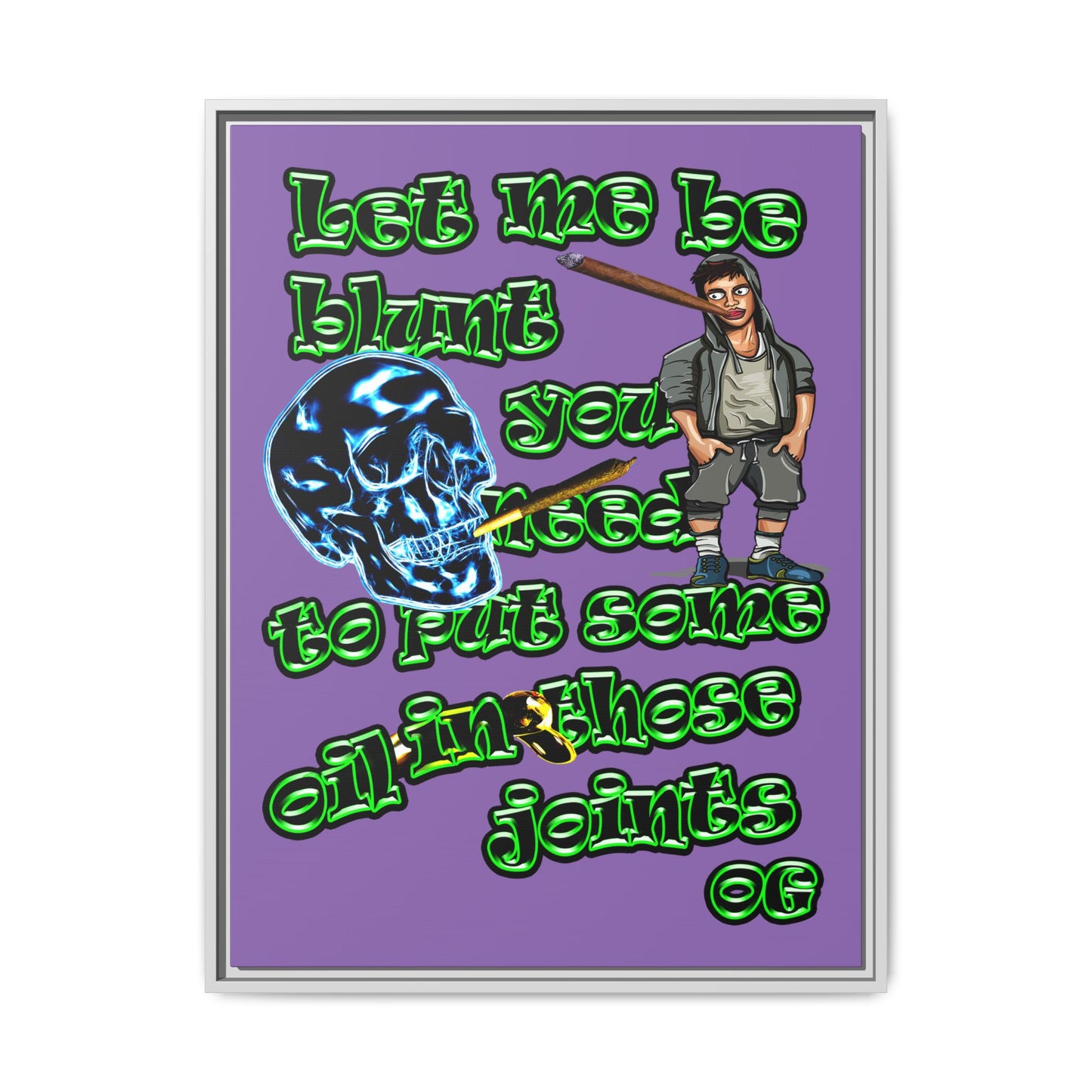 og - framed canvas art (light purple)