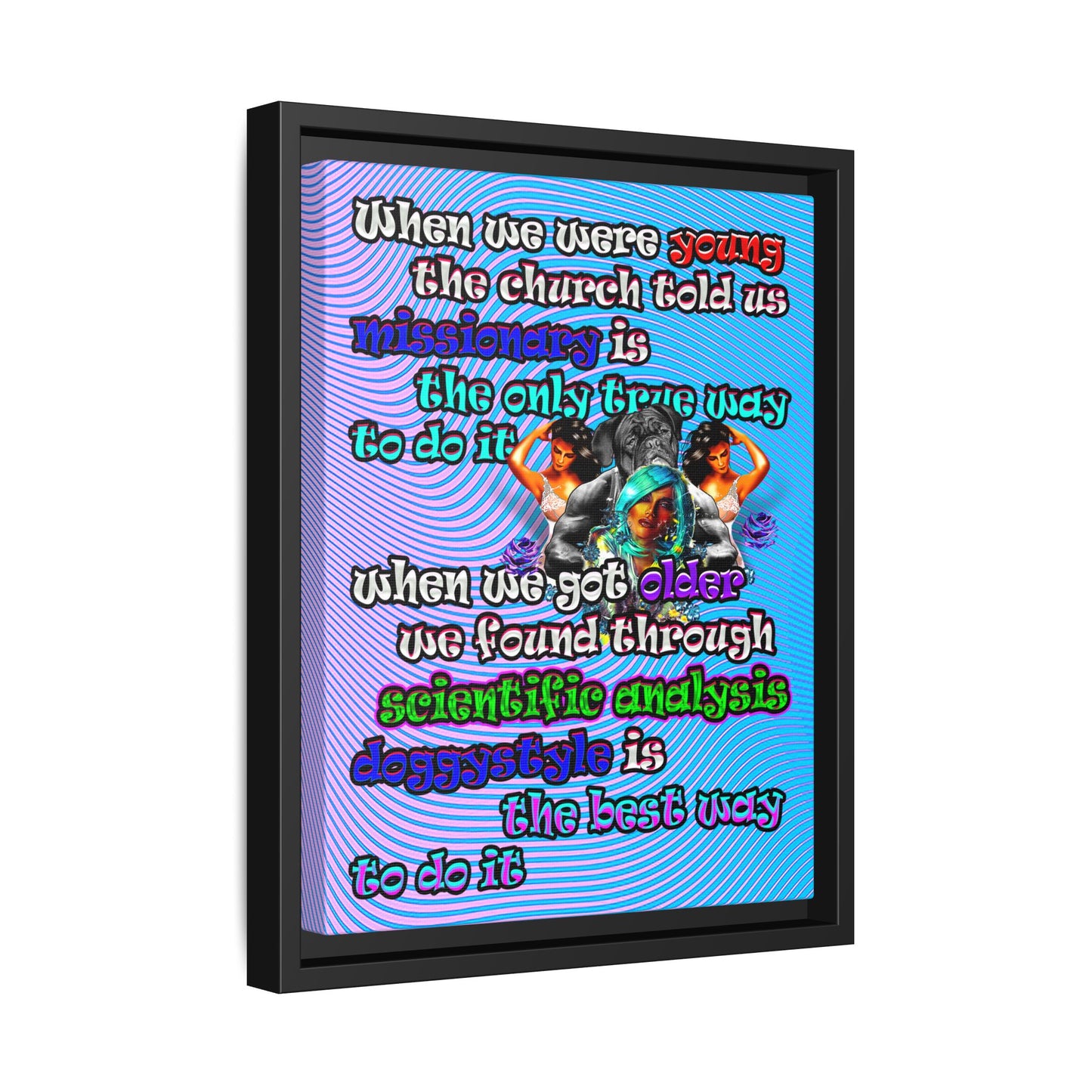 doggystyle - framed canvas art (light blue-purple wave)