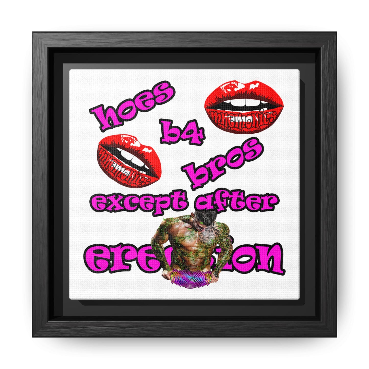 hoes b4 bros - framed canvas art (white)
