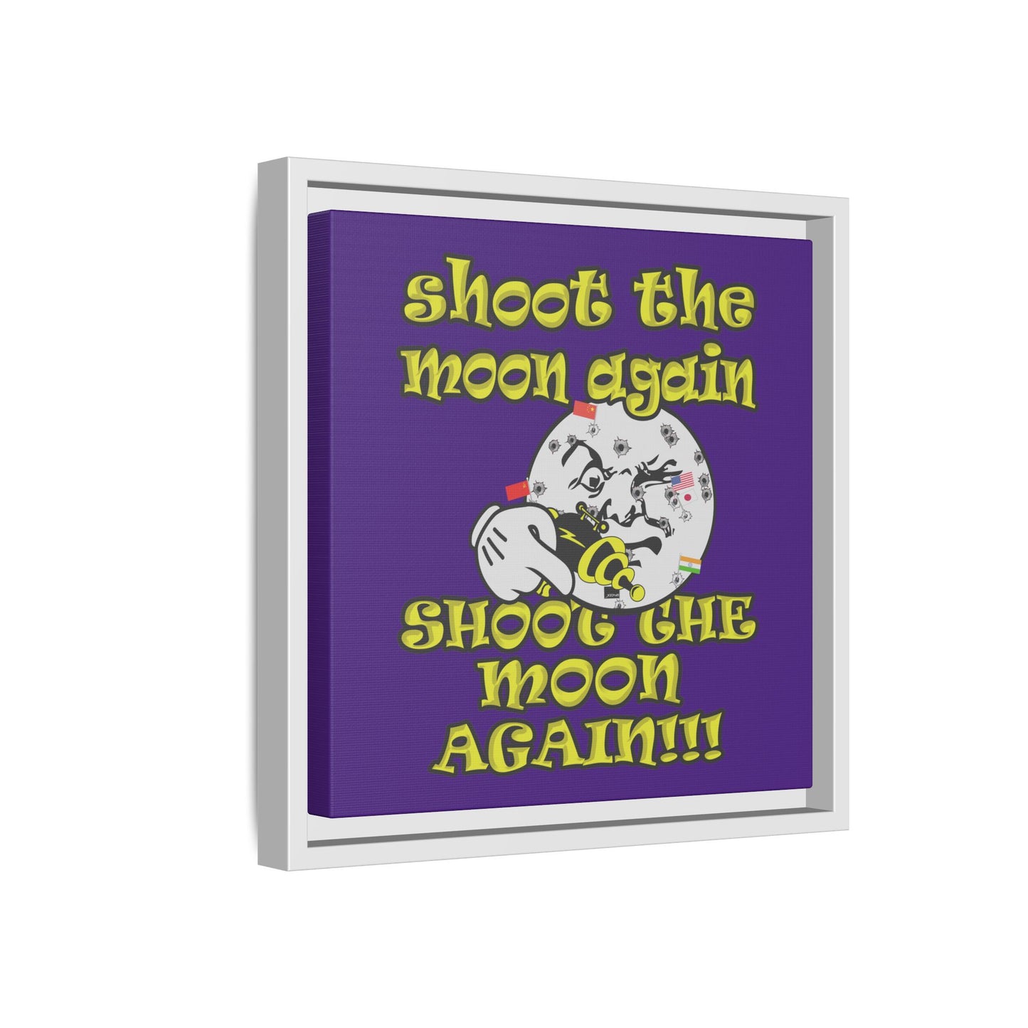 shoot the moon again - framed canvas art (purple)
