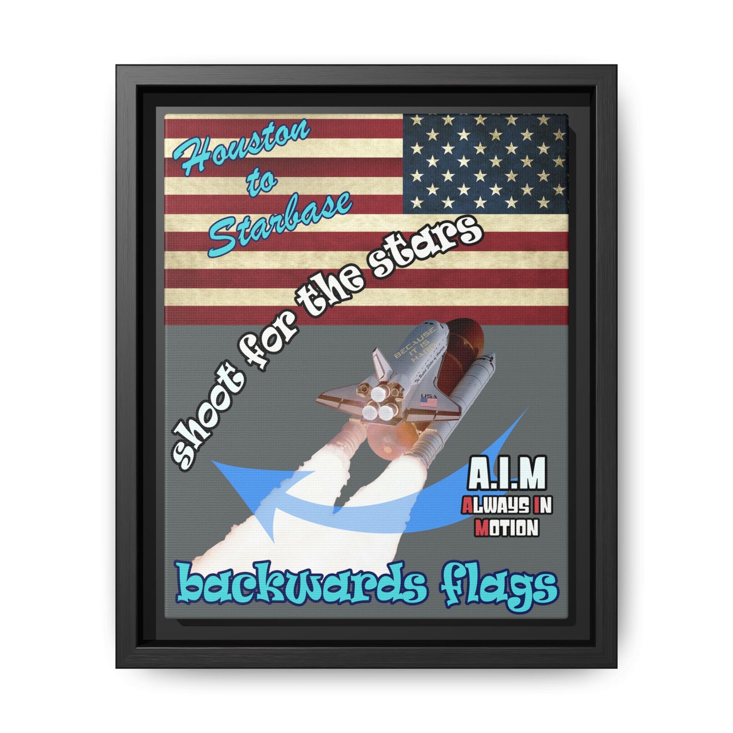 shoot for the stars - framed canvas art (dark grey)