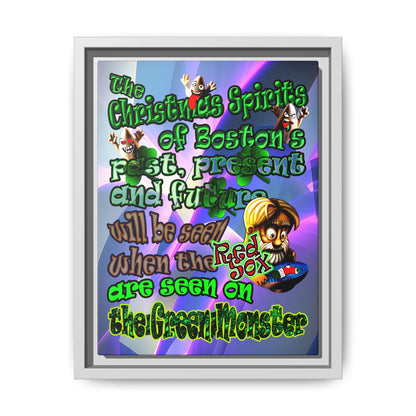 christmas spirits of boston - framed canvas art (grey-pink wave)