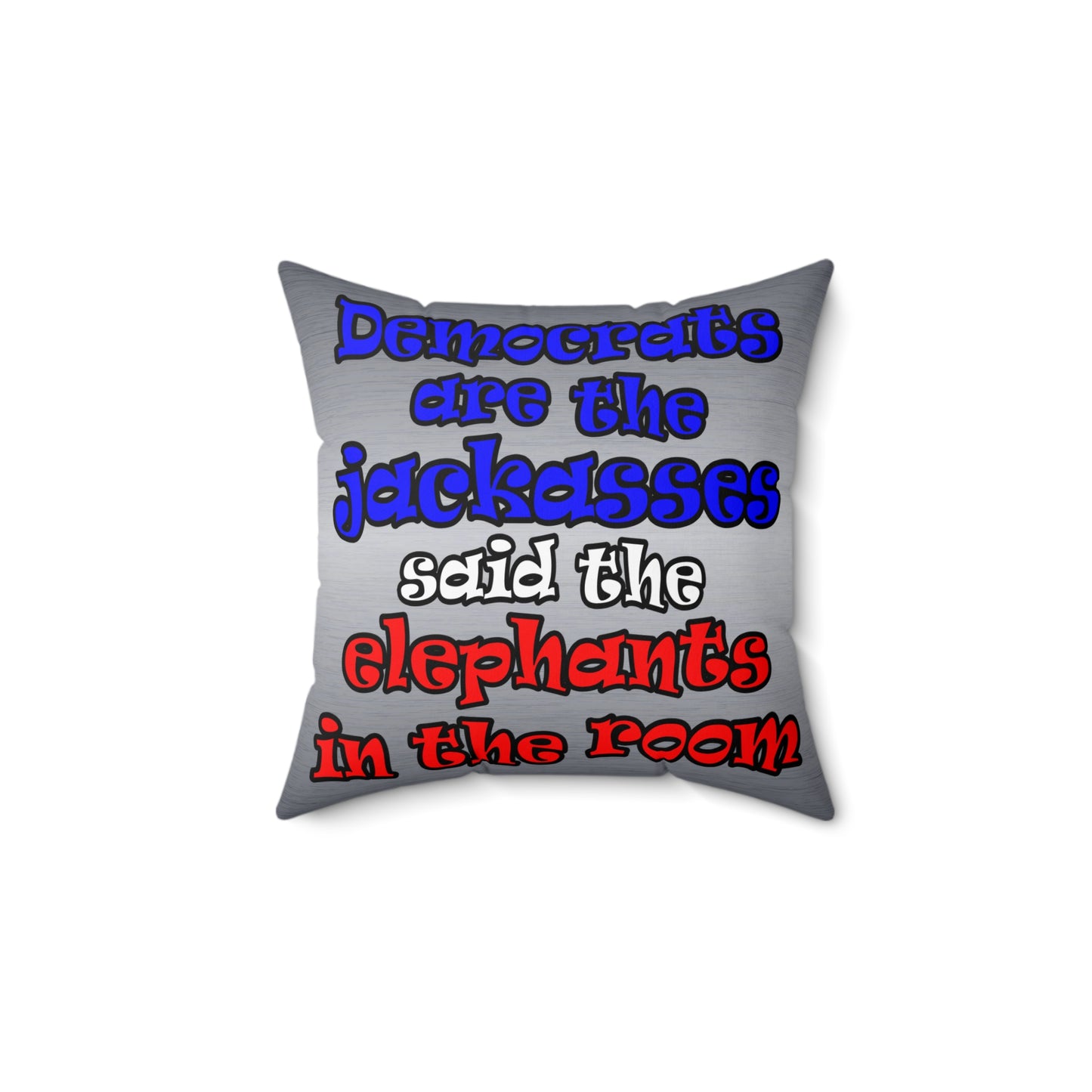 donkeys and elephants - Spun Polyester Square Pillow - (brushed nickel)