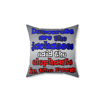donkeys and elephants - Spun Polyester Square Pillow - (brushed nickel)