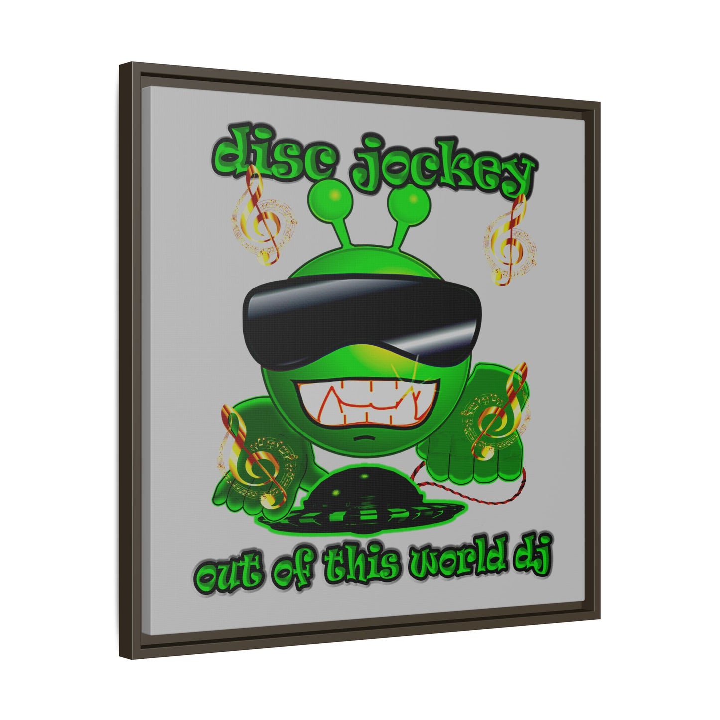 disc jockey - framed canvas art (light grey)