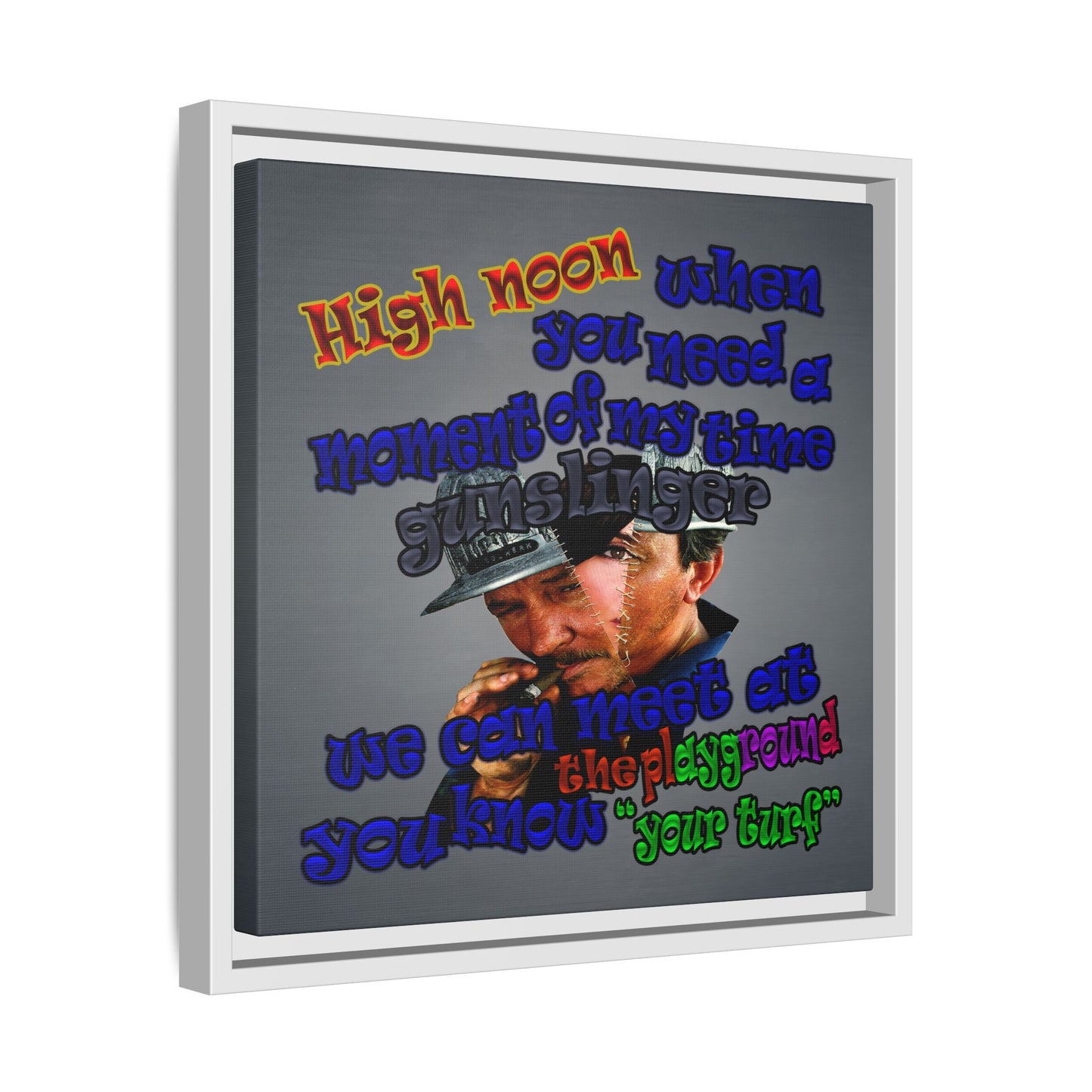 high noon - framed canvas art (grey-light grey)