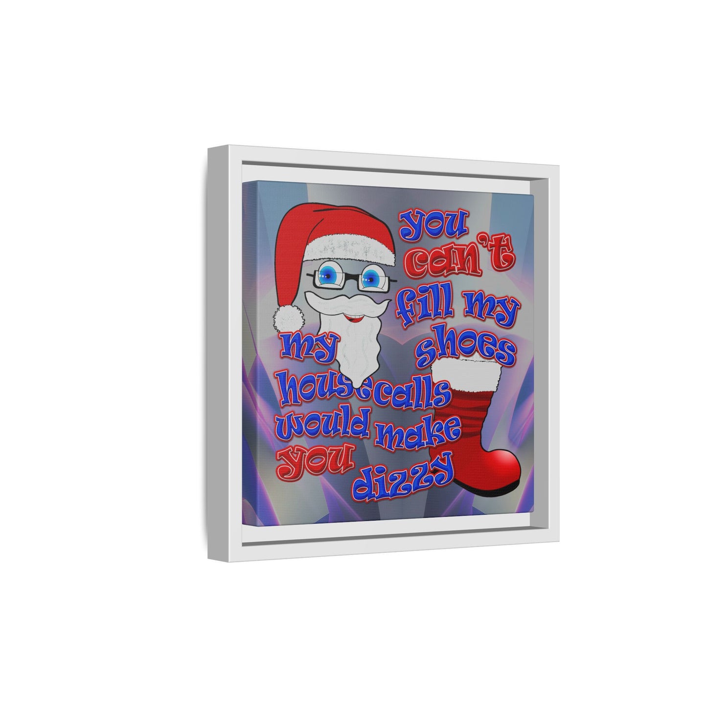 santa's shoes - framed canvas art (grey-pink wave)