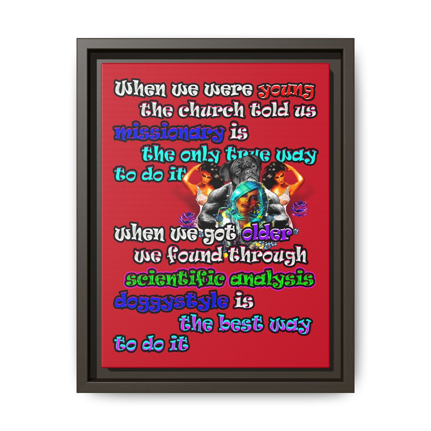 doggystyle - framed canvas art (dark red)