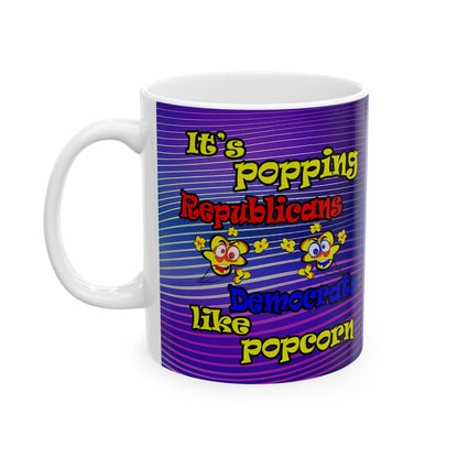 popping like popcorn - White Mug (purple wave)