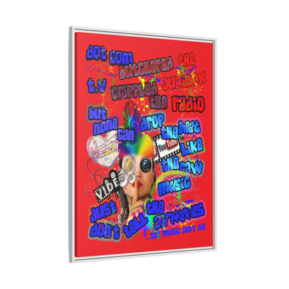 drop the beat - framed canvas art (red)