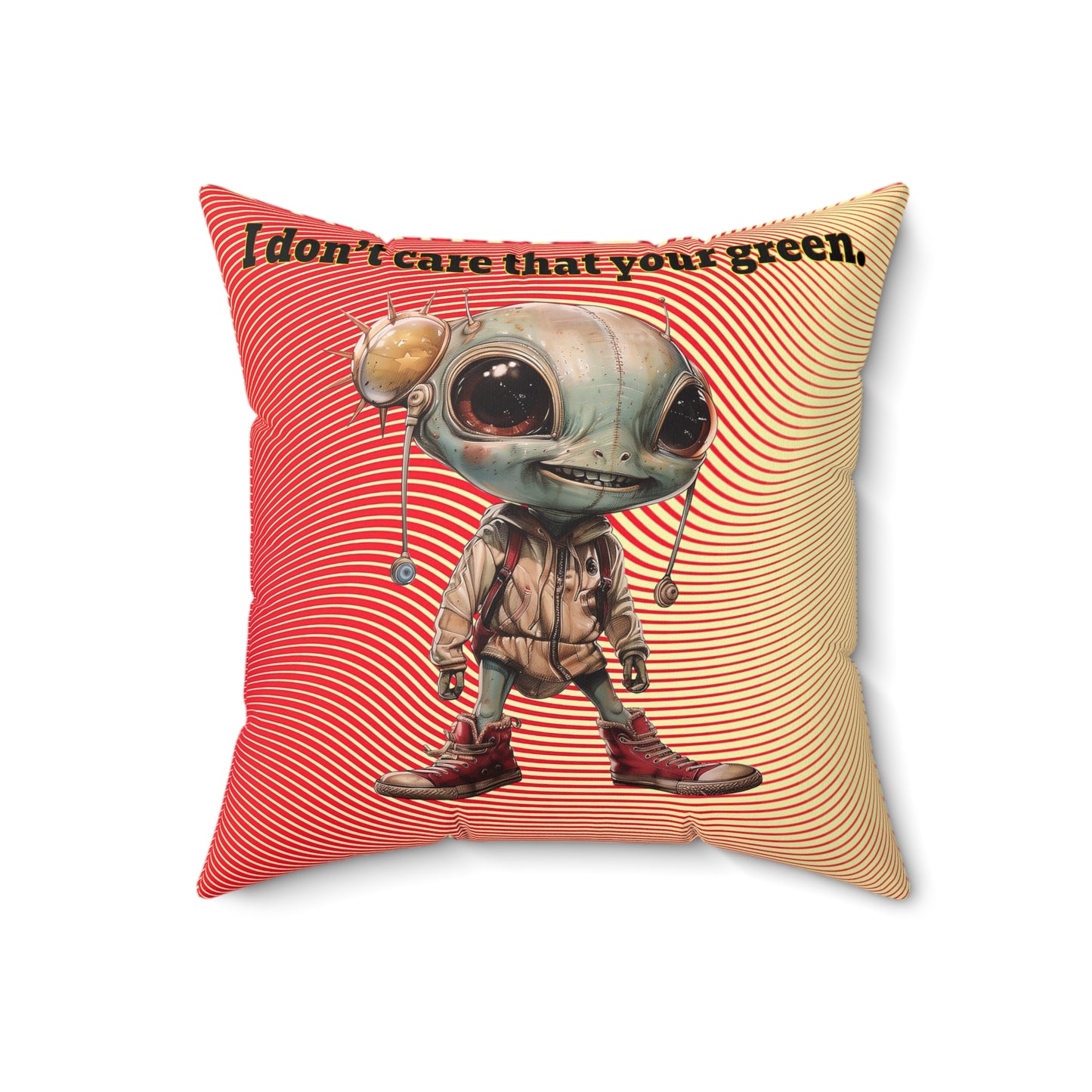 I don't care that your grey - Faux Suede Square Pillow - (yellow-orange wave)