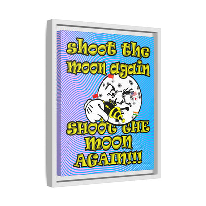 shoot the moon again - framed canvas art (light blue-purple wave)