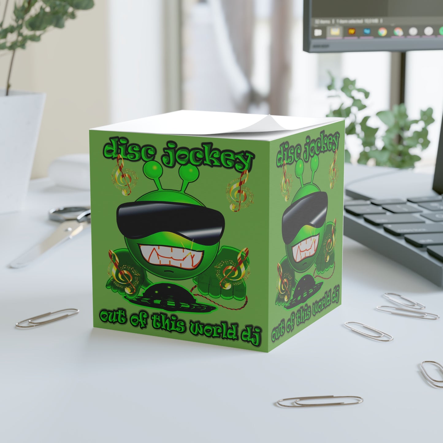 disc jockey - note cube (green)