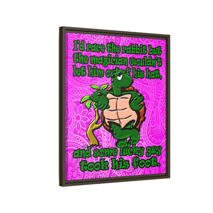 turtle race - framed canvas art (pink swirl)