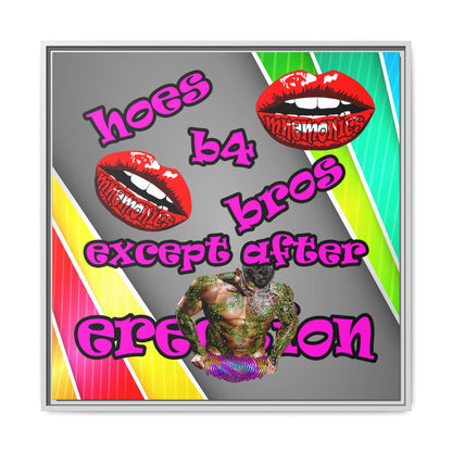 hoes b4 bros - framed canvas art (rainbow split)