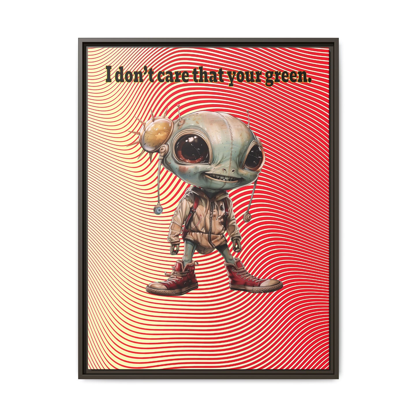 I don't care that your green - framed canvas art (yellow-orange wave)