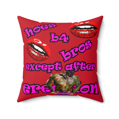 hoes b4 bros - Faux Suede Square Pillow - (dark red)