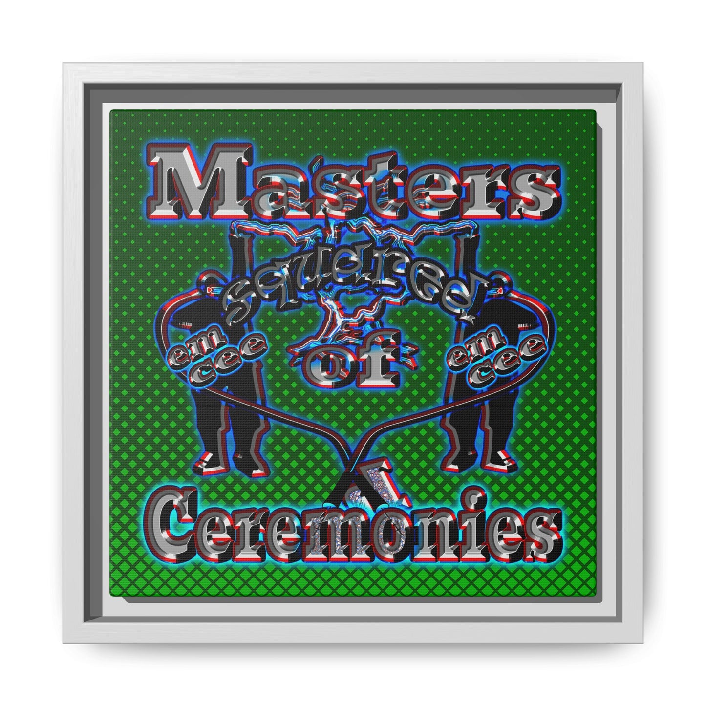 em cee squared - framed canvas art (logo green)
