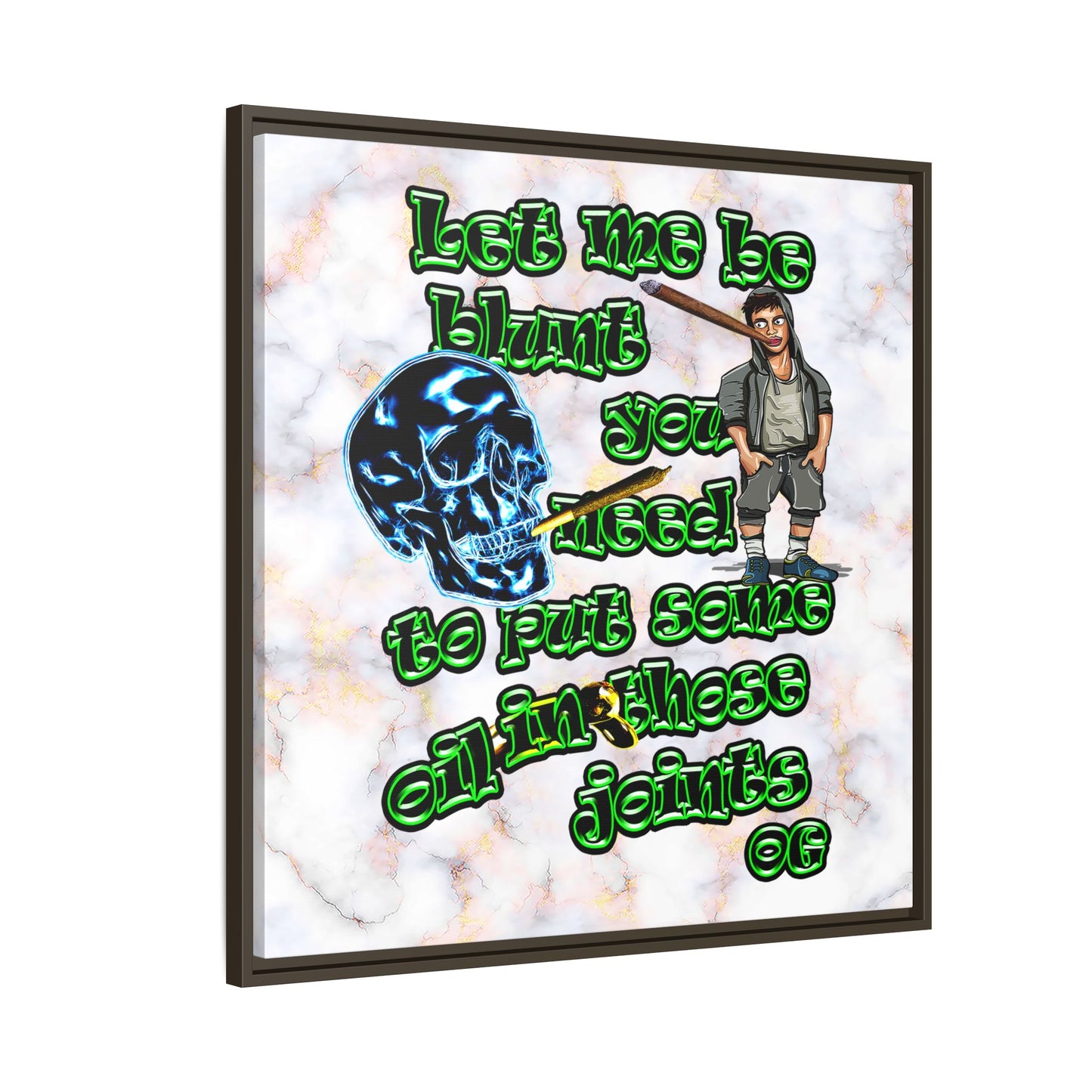 og - framed canvas art (white marble)