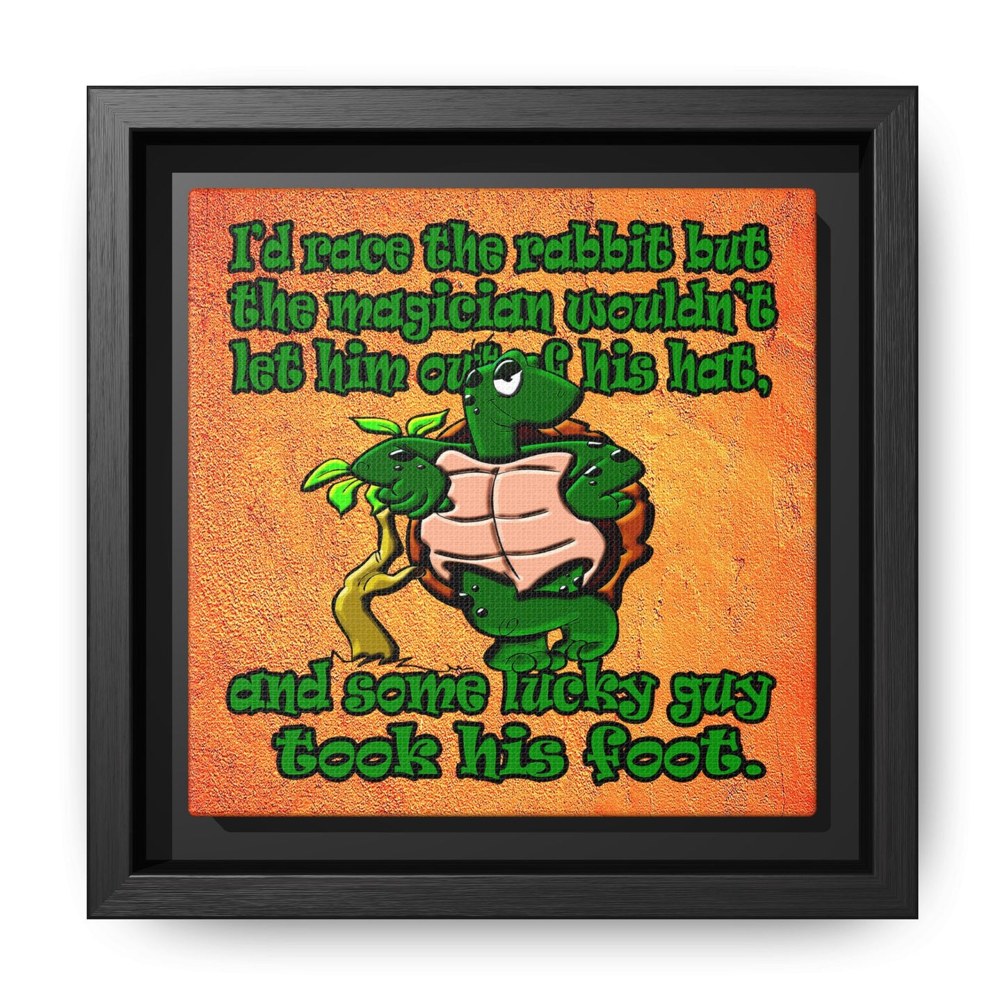 turtle race - framed canvas art (burnt orange)