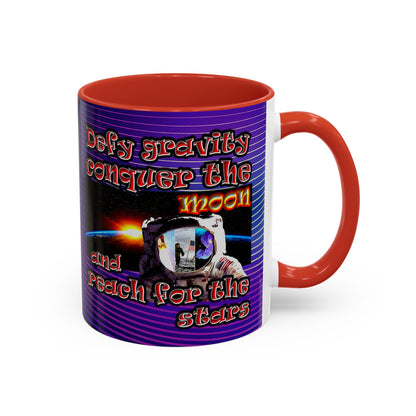defy conquer reach - Accent Mug (purple wave)