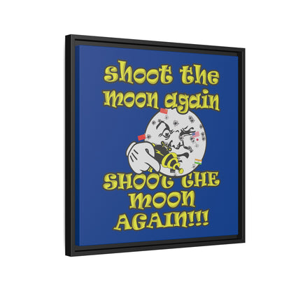 shoot the moon again - framed canvas art (dark blue)
