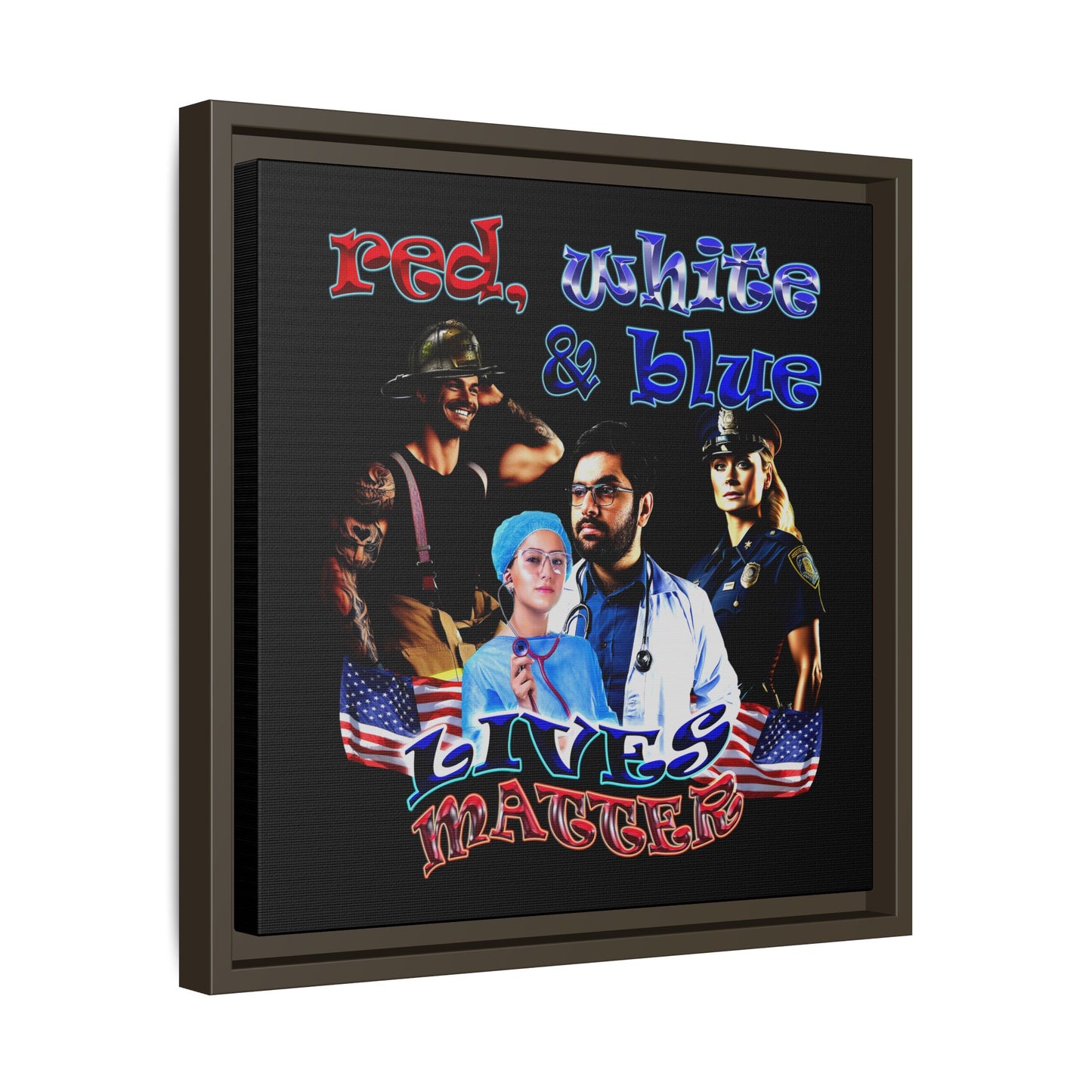 rw&b lives matter - framed canvas art (black)