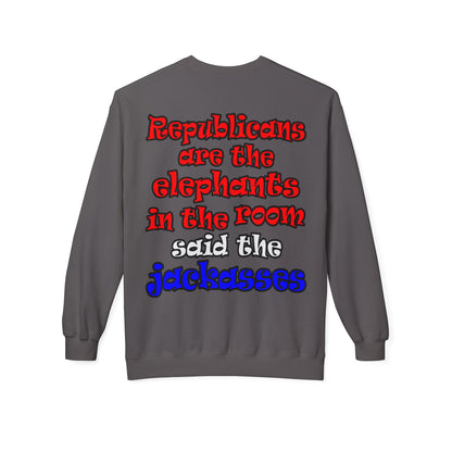 donkeys and elephants - Unisex Midweight Softstyle Fleece Crewneck Sweatshirt