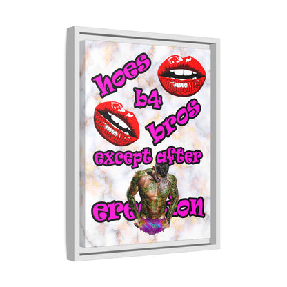 hoes b4 bros - framed canvas art (white marble)