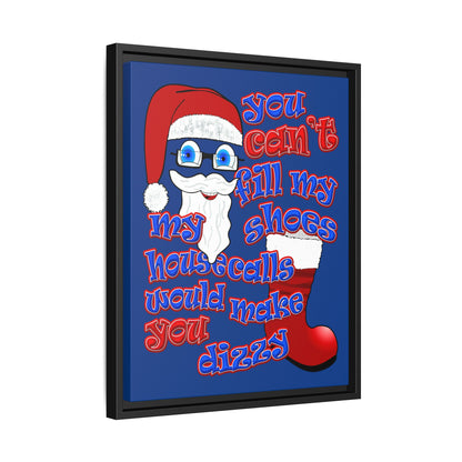 santa's shoes - framed canvas art (dark blue)