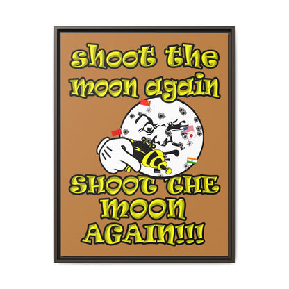 shoot the moon again - framed canvas art (light brown)