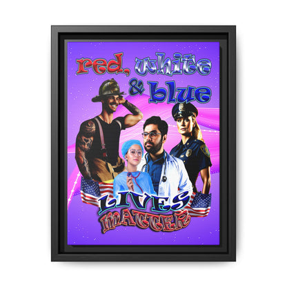 rw&b lives matter - framed canvas art (purple-pink wave)