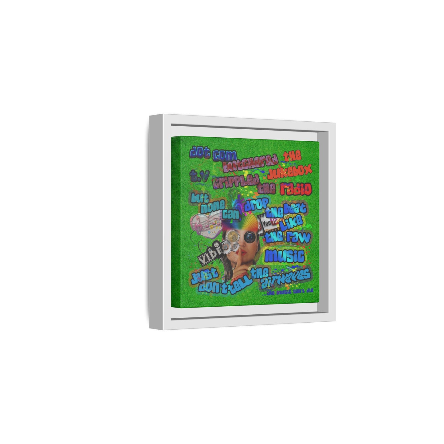 drop the beat - framed canvas art (green turf)