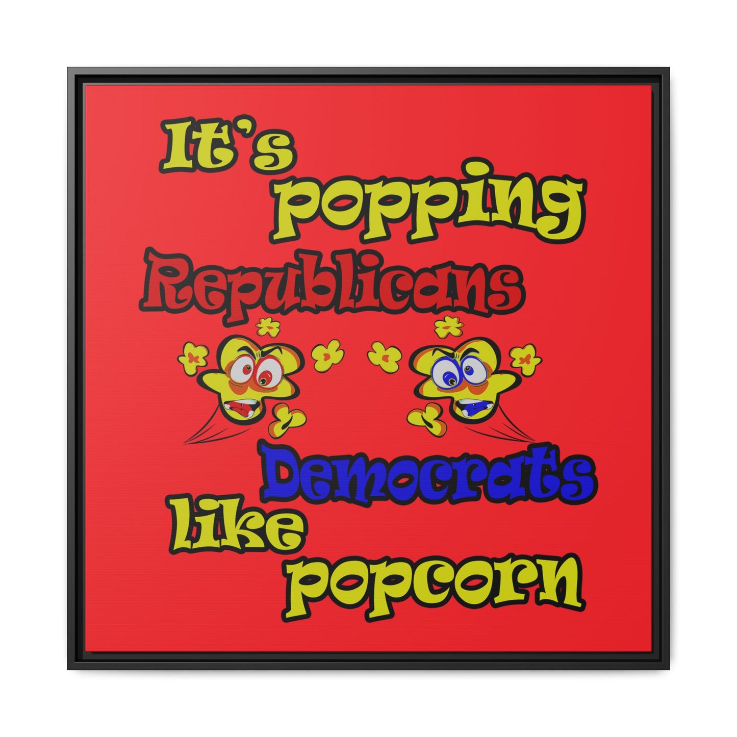 popping like popcorn - framed canvas art (red)