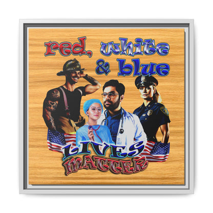 rw&b lives matter - framed canvas art (butterscotch wood finish)