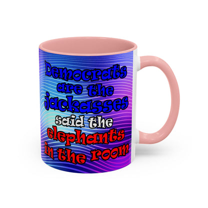 donkeys and elephants - Accent Mug (purple wave)
