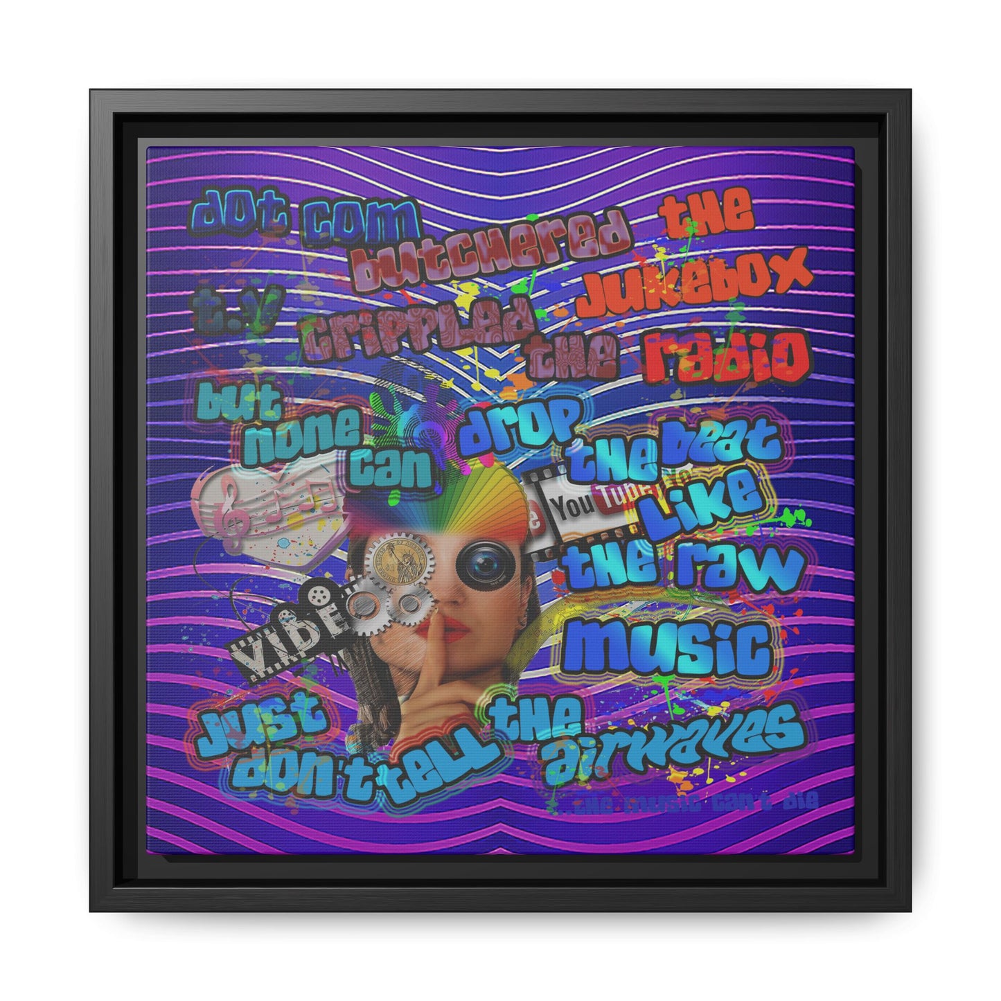 drop the beat - framed canvas art (purple wave)
