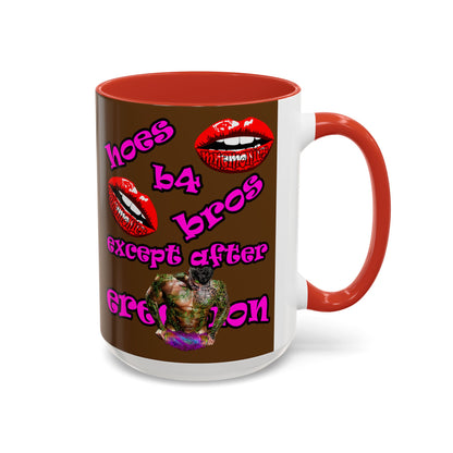 hoes b4 bros - Accent Mug (brown)