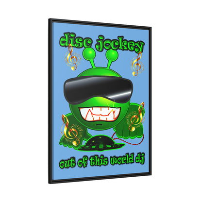 disc jockey - framed canvas art (light blue)