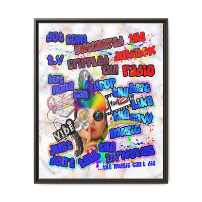 drop the beat - framed canvas art (white marble)