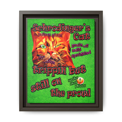 schrodinger's cat - framed canvas art (green turf)