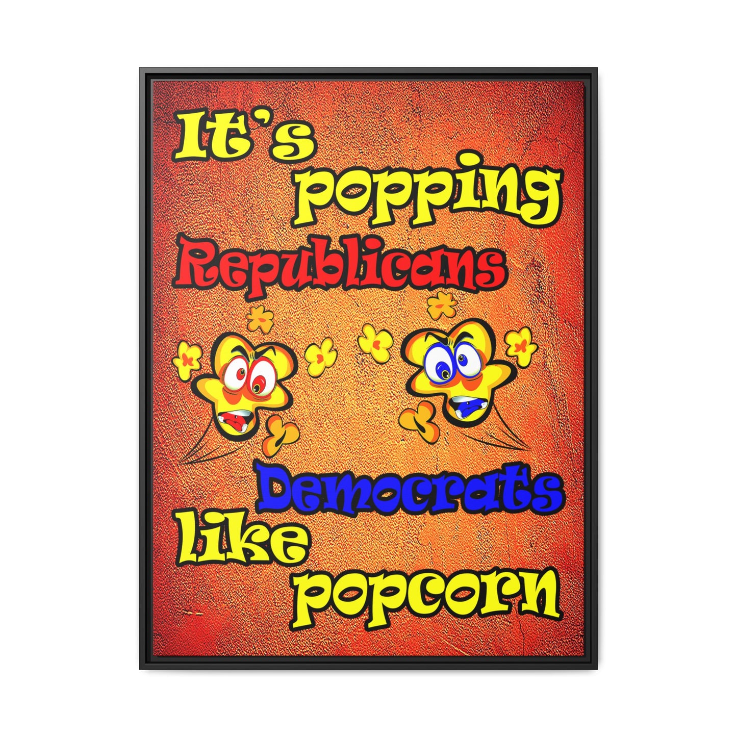 popping like popcorn - framed canvas art (burnt orange)