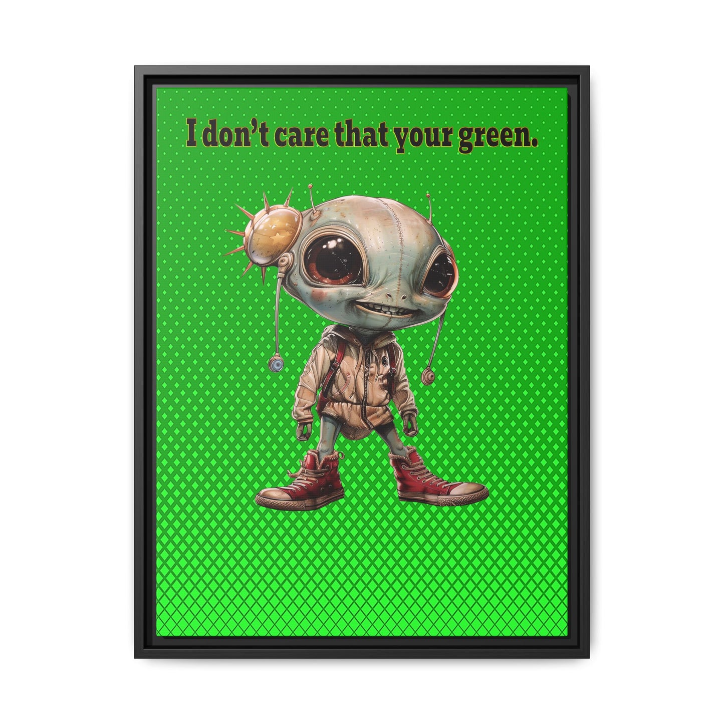 I don't care that your green - framed canvas art (logo green)