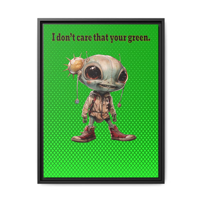 I don't care that your green - framed canvas art (logo green)