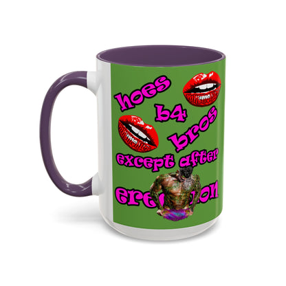 hoes b4 bros - Accent Mug (green)
