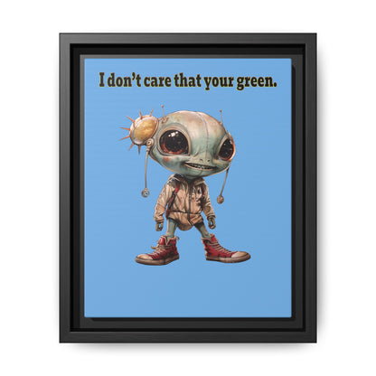 I don't care that your green - framed canvas art (light blue)