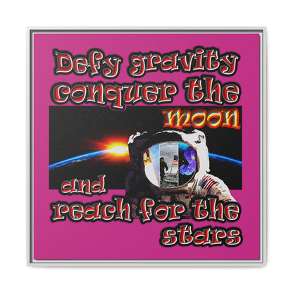 defy conquer reach - framed canvas art (pink)
