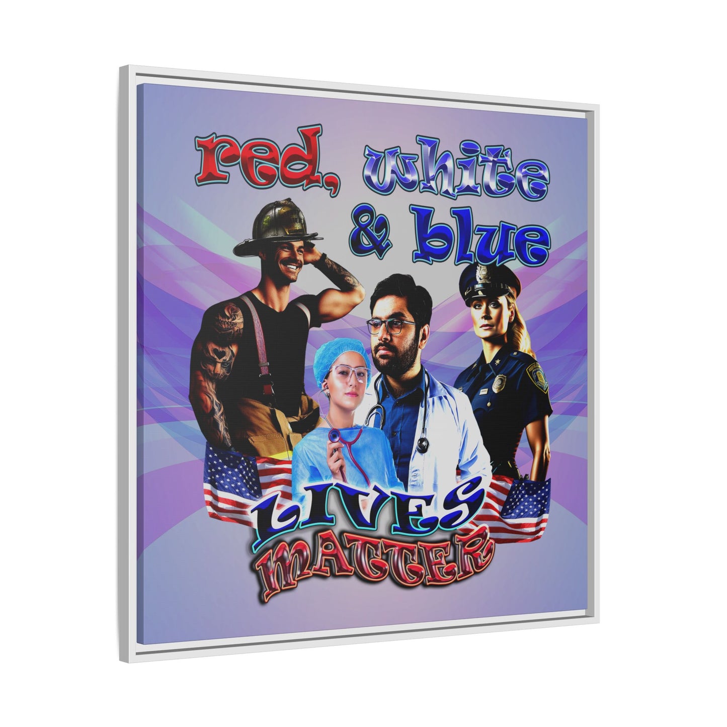 rw&b lives matter - framed canvas art (light blue-pink wave)