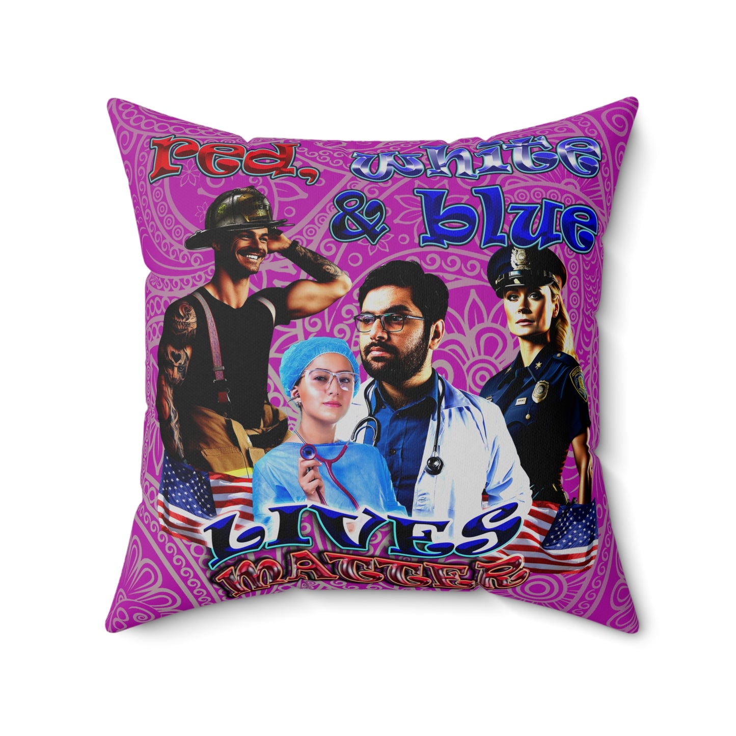 rw&b lives matter - Spun Polyester Square Pillow - (pink swirl)